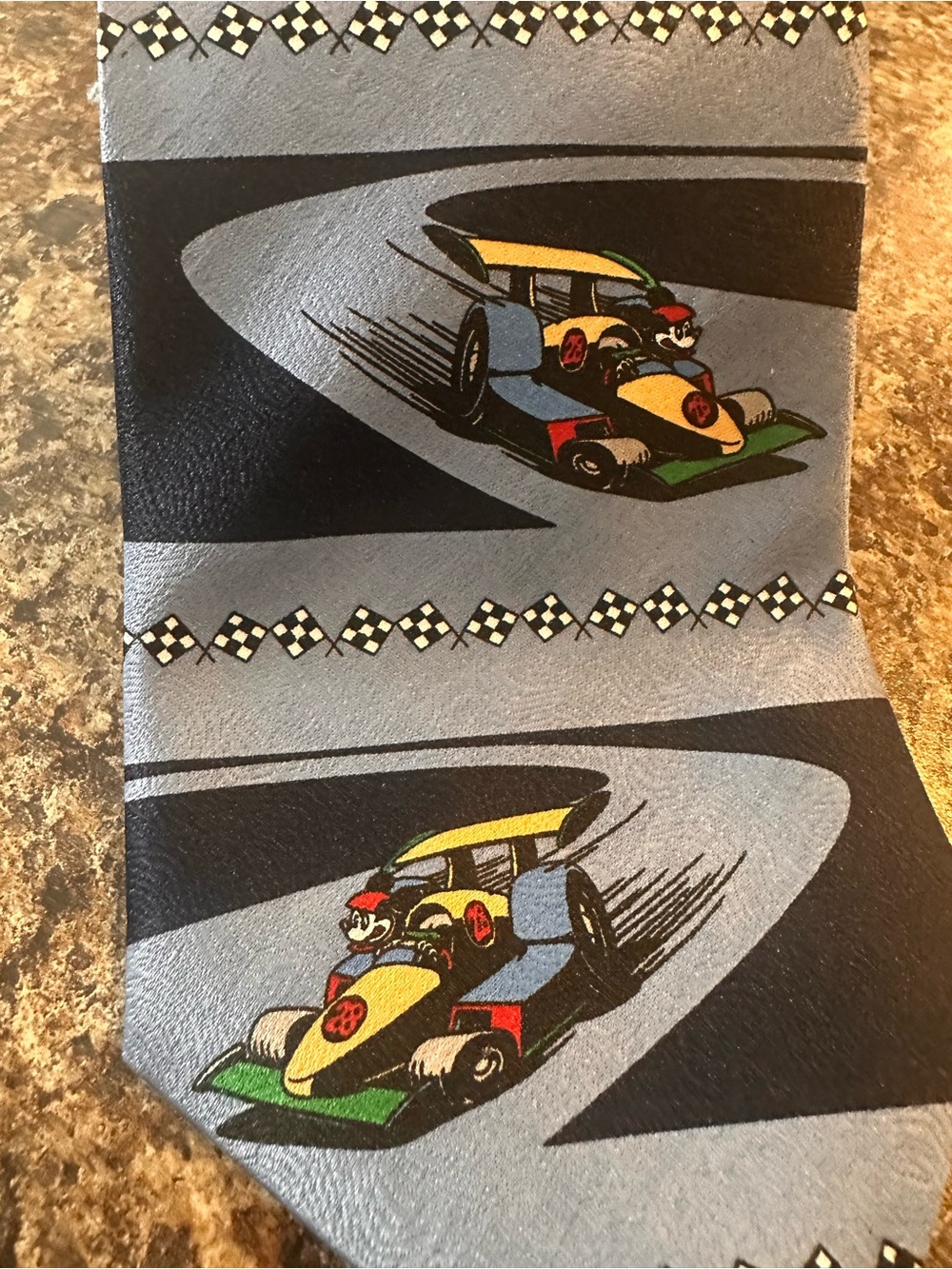 Vintage 90s “Mickey Unlimited” Disney Racing Car Blue Men's Tie - Picture 5 of 6